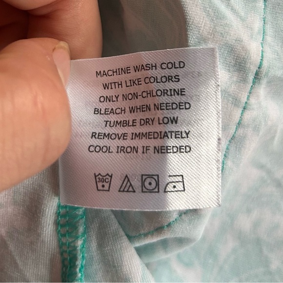 Coolibar UPF 50+ Catalina Beach Teal Green Paisley Hooded Cover-Up Dress Size L - Picture 12 of 12